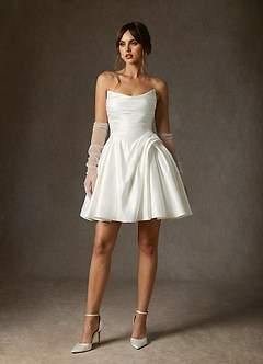 Azazie Granville Wedding Dresses Diamond White Ball-Gown Strapless Satin Dress image1