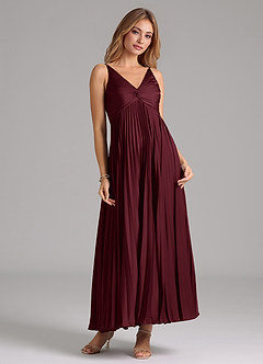 Azazie Raychelle Brautjungfernkleider A-Linie Plissee Stretch-Satin Kleid Cabernetrot image5