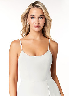 Azazie Moira Brautjungfernkleider A-Linie Schaufel Chiffon Kleid Weiß image6