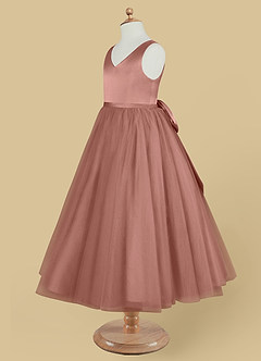 Azazie Marybell Flower Girl Dresses Cedar Rose A-Line Bow Tulle Dress image7