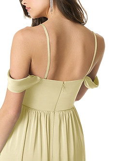 Azazie Morana Vestidos de damas de honor Vestido de Sorbete De Limón de Satén Elástico de Corte en A Convertible con Vestidos sin tirantes image9