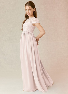 Azazie Delevingne Junior Robe Trapèze en Mousseline de soie Dentelle Rose Pétale image3