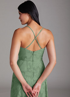 Azazie Naeem Bridesmaid Dresses Eucalyptus A-Line Floral Burnout Dress image5