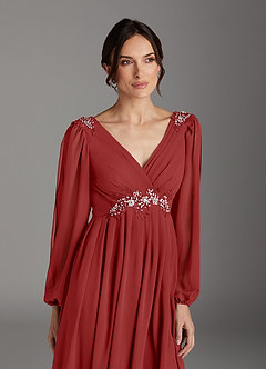 Azazie Gypsy Mother of the Bride Dresses Rust A-Line V-Neck Sequins Chiffon Dress image6