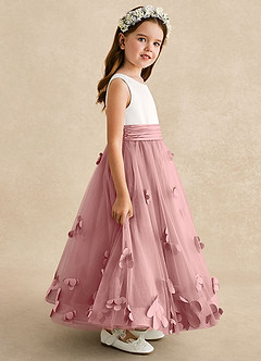 Azazie Vi Flower Girl Dresses Dusty Rose A-Line Sleeveless Tulle Dress image7