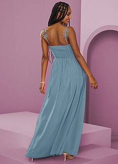 Barbie ♥ Azazie Bridesmaid Dresses Moody Blue A-Line Pleated Chiffon Dress image2