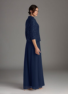 Azazie Cornelia Mother of the Bride Dresses Dark Navy Sheath Square Neckline Sequins Chiffon Dress image3