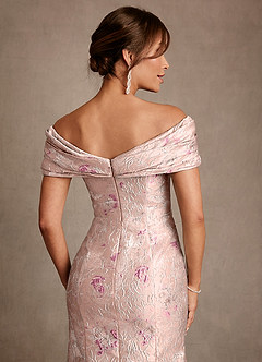 Azazie Adrian 신부의 어머니 드레스 쉬스 오프 더 숄더 플로럴 자카드 플로어 길이 드레스 image6