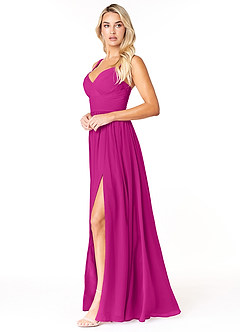 Azazie Chanel Brautjungfernkleider A-Linie Plissee Chiffon Kleider Fuchsia image3