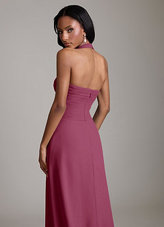 Azazie Clarisa Vestidos de damas de honor Vestido de Mora de Gasa de Corte en A con Plisado image4