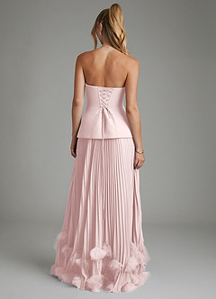Azazie Alex Robes de demoiselle d'honneur Robe Trapèze en Mousseline de soie Corset Rose Pâle image6