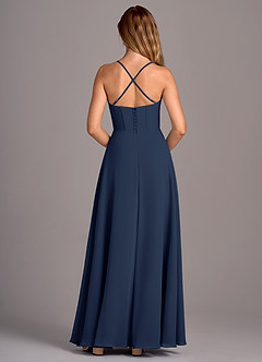 Azazie Carolyn Bridesmaid Dresses Dark Navy A-Line Pleated Chiffon Dress image6
