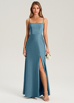 Azazie Lidia Abiti da Damigella Abito Sirena in Raso Elasticizzato Spacco Laterale Bermuda image10