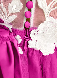 Azazie Sundae Abiti da Ragazza di Fiori Abito Principessa in Pizzo Fucsia image8