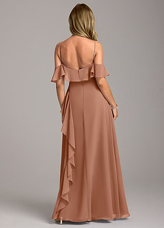 Azazie Aubrie Abiti da Damigella Abito A-Line in Chiffon a Spalla Scoperta Bronzo image6
