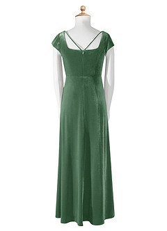 Azazie Gabi Junior Eucalyptus A-Line Velvet Dress image9