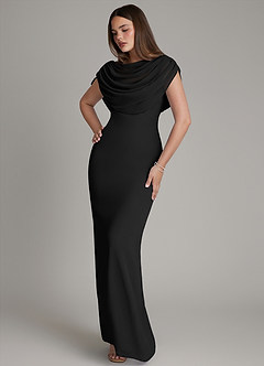 Azazie Hadley Bridesmaid Dresses Black Mermaid Pleated Chiffon Dress image8