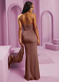 Barbie ♥ Azazie Bridesmaid Dresses Espresso Sheath Strapless Stretch Satin Convertible Dress image2