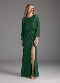 Azazie Ysabella Mère de la mariée Robes Robe Sirène en Maille Plissée Vert Foncé image9