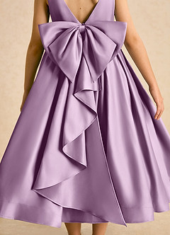 Azazie Cailee Blumenmädchenkleider Ballkleid Plissee Matte Satin Kleid Blauregen image7