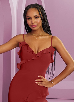 Barbie ♥ Azazie Bridesmaid Dresses Rust Sheath Chiffon Dress image7