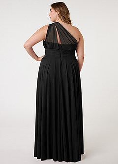 Azazie Charlize Bridesmaid Dresses A-Line One Shoulder Mesh Floor-Length Dress image8