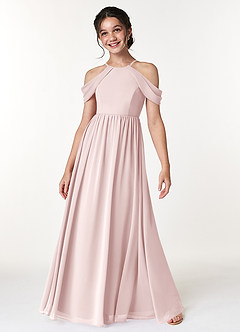 Azazie Seneca Junior Vestido de Rosa Rubor de Gasa de Corte en A con Vestidos sin tirantes image3