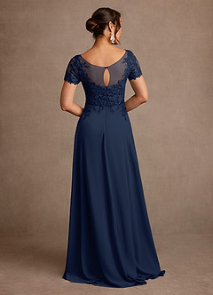 Azazie Alva Mother of the Bride Dresses Dark Navy A-Line Lace Dress image3