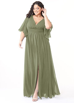 Azazie Temeka Bridesmaid Dresses Pistachio A-Line Ruched Chiffon Dress image7