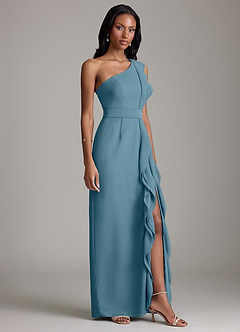 Azazie Venita Suknie dla druhen Osłona Marszczony Szyfon Do ziemi Sukienka image5