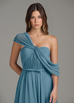 Azazie Nyah Abiti da Damigella Abito A-Line in Chiffon Spalle Scoperte Bermuda image7
