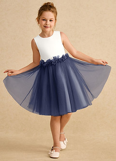 Azazie Louisa Flower Girl Dresses Ivory Stormy A-Line Sleeveless Tulle Dress image4