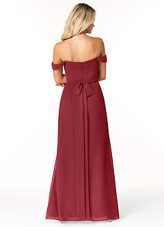 Azazie Joretta Final Sale Pomegranate A-Line Off the Shoulder Chiffon Convertible Dress image2