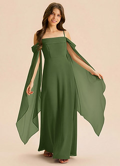 Azazie Moana Junior Linia A Pofałdowany Szyfon Długość podłogi Młodsza druhna Sukienka image1