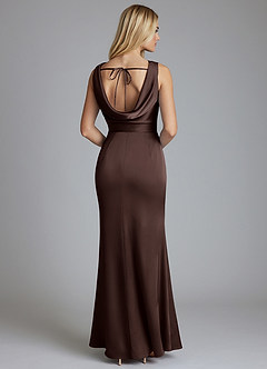 Azazie Tallie Bridesmaid Dresses Ganache Mermaid Pleated Stretch Satin Dress image6