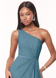 Azazie Liza Jurken voor bruidsmeisjes Jurk van Chiffon met Zeemeermin One-Shoulder Bermuda image5