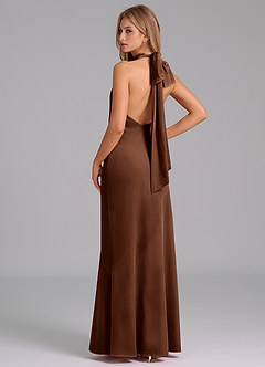 Azazie Velli Suknie dla druhen Syrena Wysoka Kołnierz Aksamit Do ziemi Sukienka image6