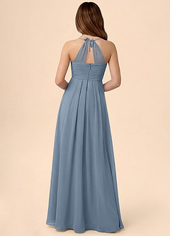 Azazie Ginny Junior Linia A Pofałdowany Szyfon Długość podłogi Młodsza druhna Sukienka image4