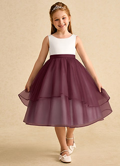 Azazie Rene Flower Girl Klänningar Klänning A-Line i Tyll Rosett image4