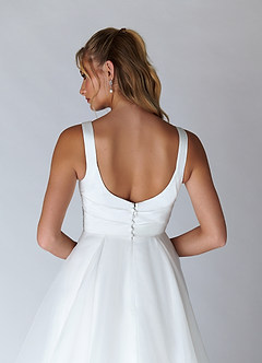 Azazie Caia Hochzeitskleider A-Linie Herzausschnitt Stretch-Satin Kleid Diamantweiß image8