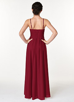 Azazie Catalina Junior Burgundy A-Line Ruched Chiffon Dress image2
