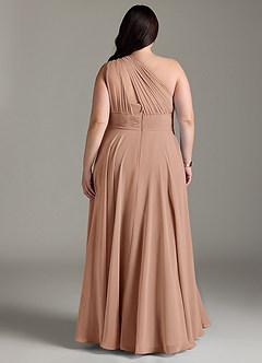 Azazie Charlize Bridesmaid Dresses Champagne Rose A-Line One Shoulder Chiffon Dress image8