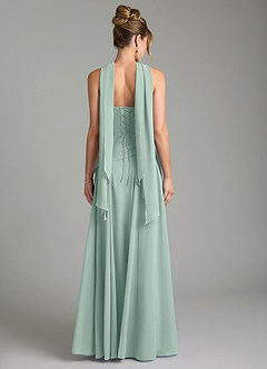 Azazie Gabriela Bridesmaid Dresses Agave A-Line Corset Chiffon Dress image2