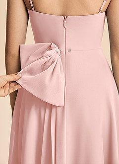 Azazie Bear Junior Powder Pink A-Line Pleated Chiffon Dress image8