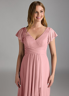 Azazie Omari Bridesmaid Dresses Dusty Rose A-Line Mesh Dress image3