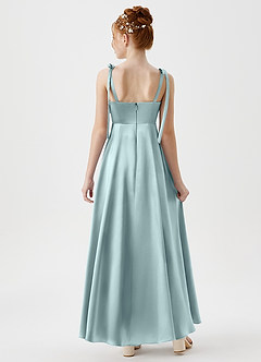 Azazie Rosey Junior A-Linie Herzausschnitt Metallischer Satin Kleid Nebel image2
