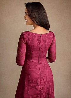 Azazie Durant Mother of the Bride Dresses Burgundy A-Line Pleated Floral Burnout Dress image5