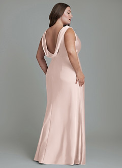 Azazie Kieryn Brautjungfernkleider Meerjungfrau-Linie Plissee Stretch-Satin Kleid Zartrosa image8