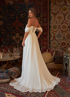 Azazie Fawn Wedding Dresses A-Line Sweetheart Sequins Chiffon Sweep Train Dress image9