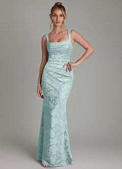 Azazie Agustina Bridesmaid Dresses Mist Mermaid Corset Floral Burnout Dress image3